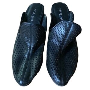 Kelsi Dagger Brooklyn black perforated leather mules Size 6